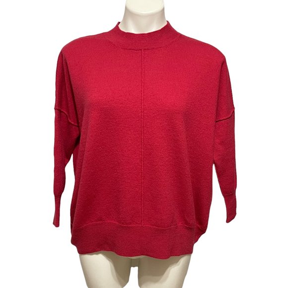 Animale Medium Red Mock Neck Merino Wool Sweater - Picture 2 of 7